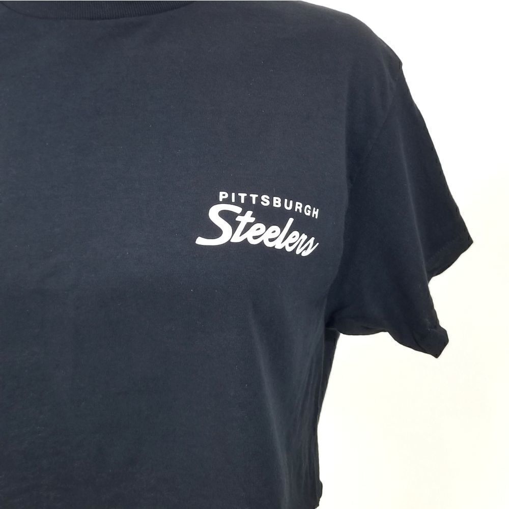 Pittsburgh Steelers Double Script Retro Logo NFL "Cropped" Crop Top Football Tee - Picture 4 of 6